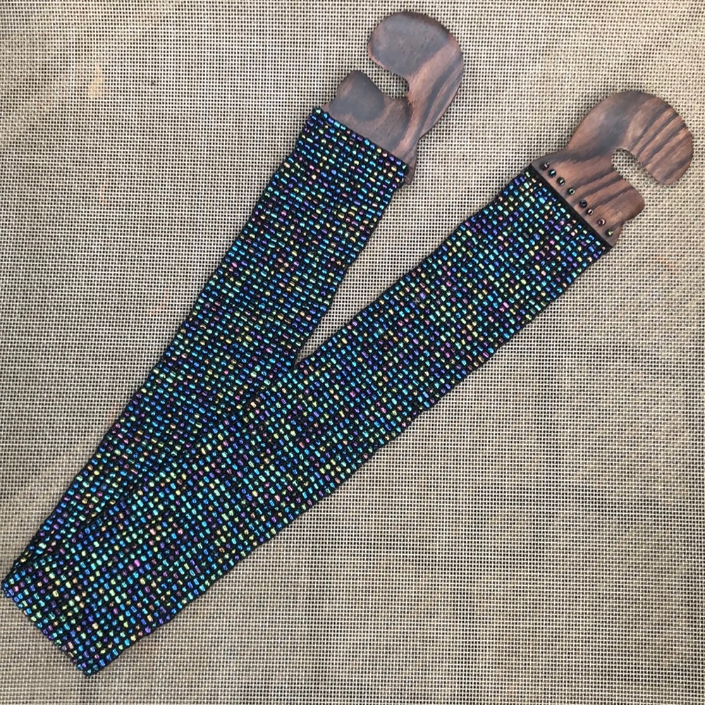 Rainbow Beaded Wood Belt